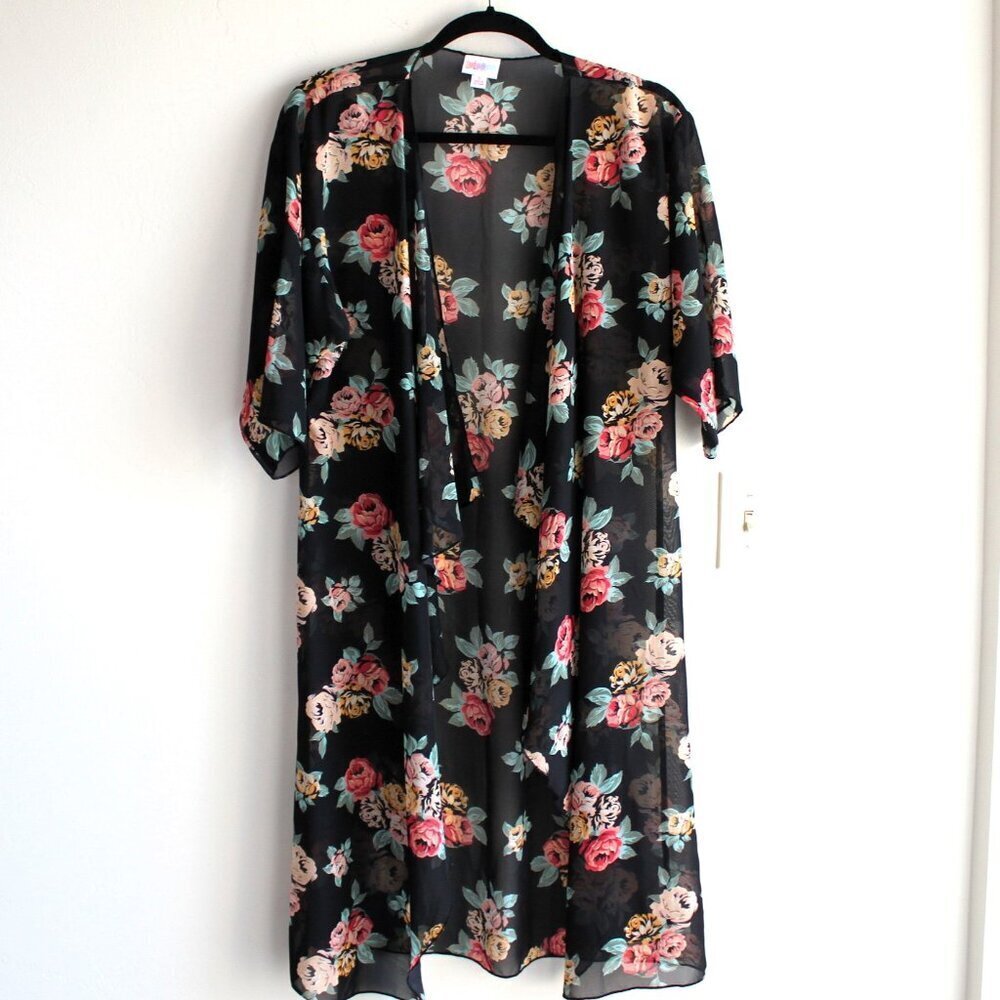LulaRoe Kimono Women's Small Black with Floral Print